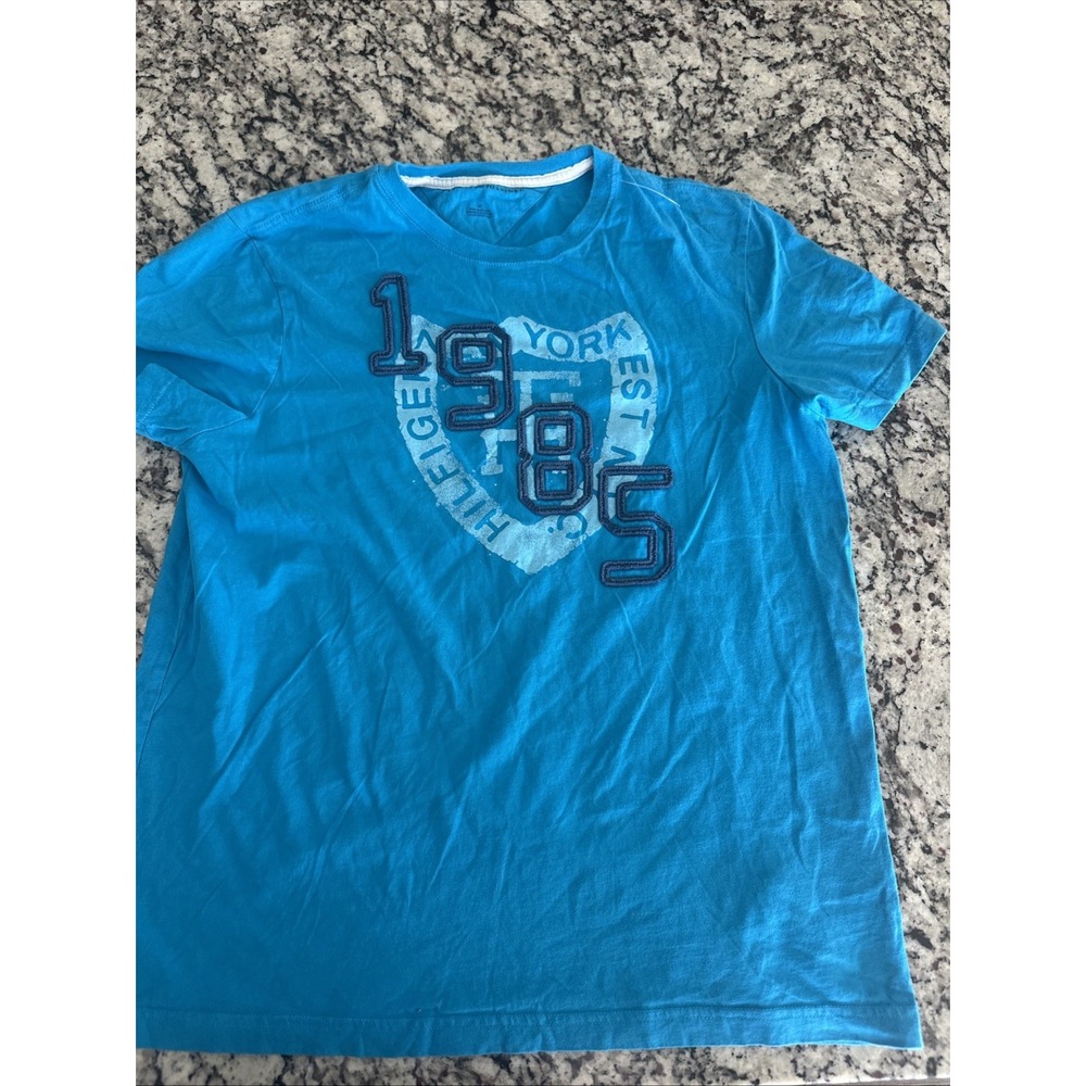TOMMY HILFIGER Blue Short Sleeve Graphic Tee NYC 1985 Men's Med